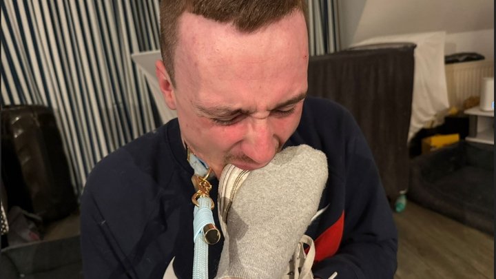After a Long Workday He Licks My Nikes Clean Right at My Sweaty Socks Then Devou