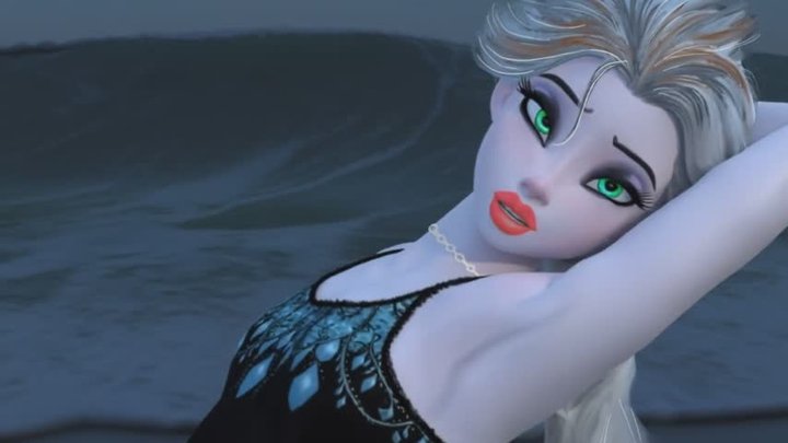 sexy animated princess babe poses showing us her lovely smooth pits and licks th