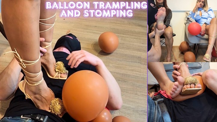 Lytta and Mia Luxx - Balloon Trampling and Stomping - FOOT WORSHIP - FOOT DOMINA