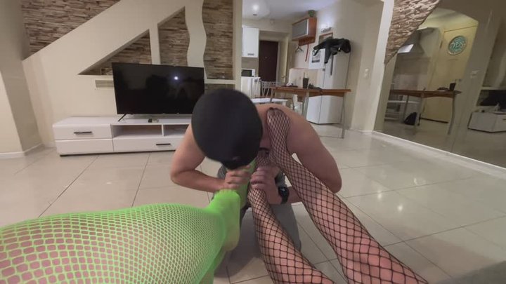 The goddesses use the slave as a footstool and his tongue to wash their armpits