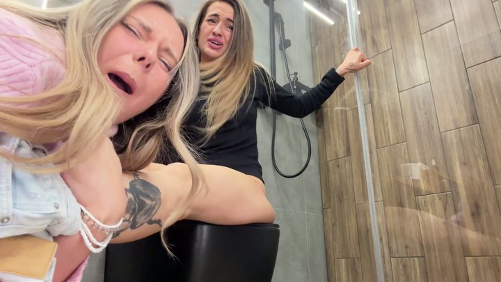 Medical clinic, SARA AND ANGIE sucked into the toilet
