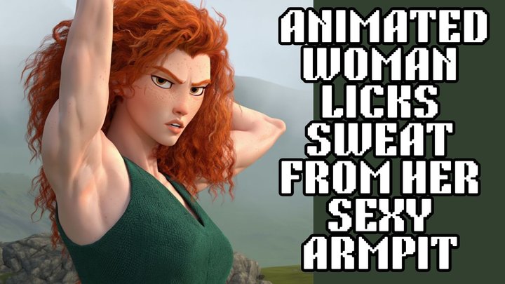 gorgeous muscled redhead animated babe licks the sweat out of her armpits as it 