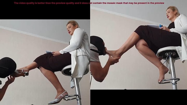 Mistress Lana - FootWorship On Bar Chair - Bonus