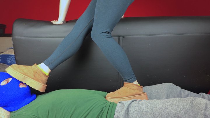 Trampling in Uggs and sweet socks , femdom Jozi trample