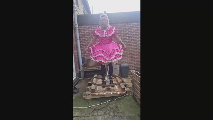 MISTRESS PHEONIXES SUBDUED SCARECROW SISSY sissy is tied up like a scarecrow for