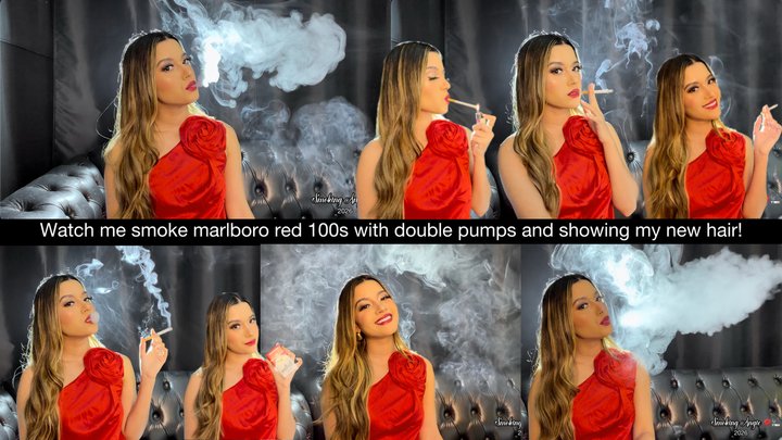 Watch me smoke marlboro red 100s with double pumps and showing my new hair!