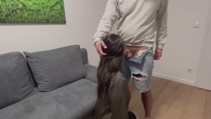Step-brother fucked my mouth for free but I wanted new telephone