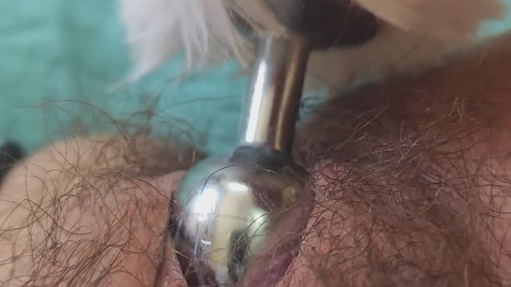 Bunny Tail Plug in Hairy Pussy Wet Sounds