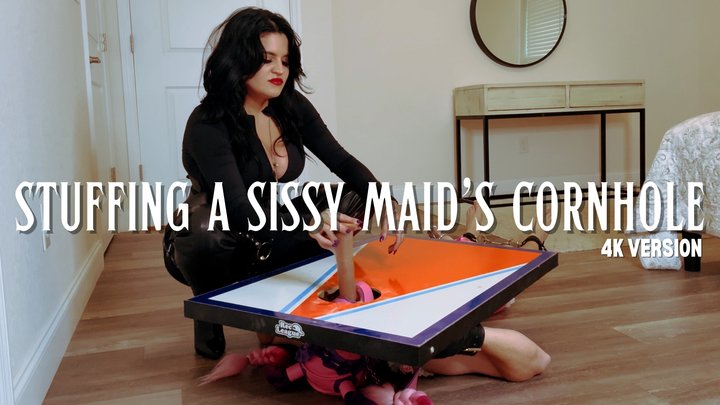 Stuffing A Sissy Maid's Cornhole - CBT Sissy Maid Strap On Face Fucking Ft Miss 