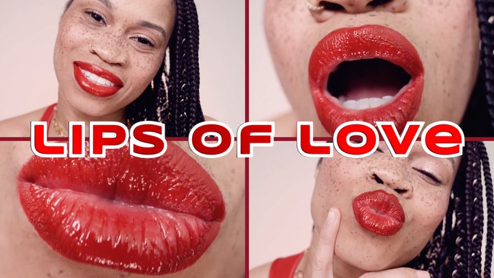 Lips Of Love- Ebony Femdom Goddess Rosie Reed Sensual Red Lipstick Mouth Worship