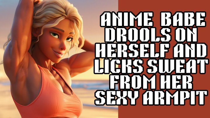 anime babe drools on herself and licks sweat from her sexy armpit
