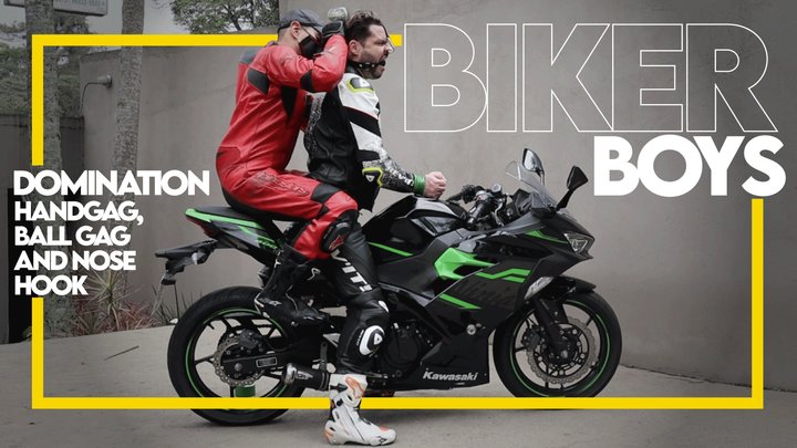 Biker Boys - Green Bike Part 1 (1080p) Gay Domination - Gay Bondage - Nose Hook 