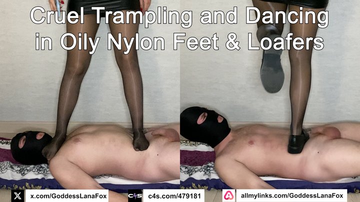 Cruel Trampling and Dancing in Oily Nylon Feet & Loafers
