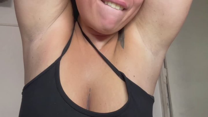 Soaked armpits and bursting breasts after myself at the gym