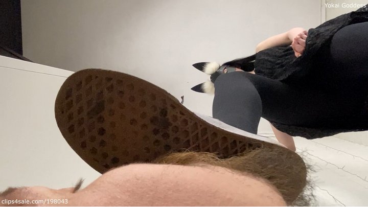 Lick the dirt from two pairs of sneakers