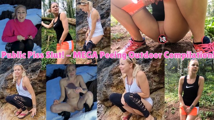 Public Piss Slut! - MEGA Peeing Outdoor Compilation! - MP4