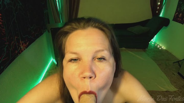 dildo BJ POV with lipstick dirty talk
