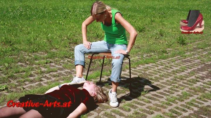 Lady makes a girl lick her muddy shoes clean 5 - part A 'Bon Appetite 5' (8053)