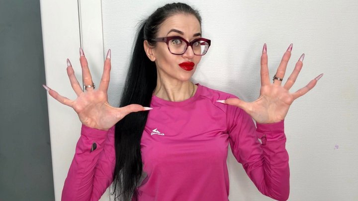 Finger snapping and sucking, Long RED nails, sharp claws (2688x1512)