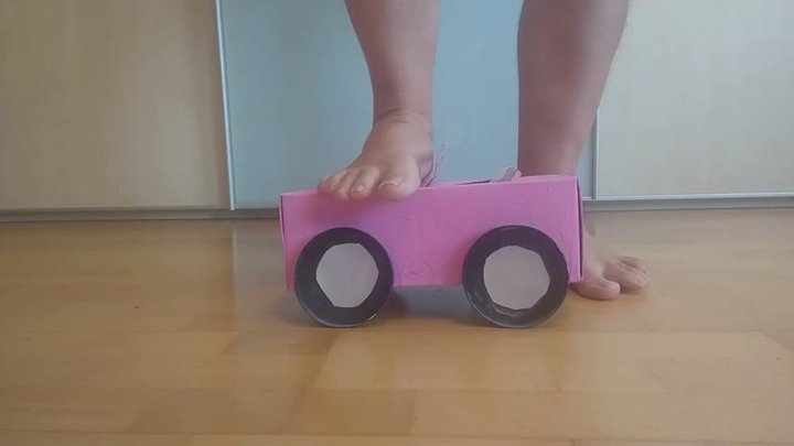Crushing a tiny woman and her car (toys)