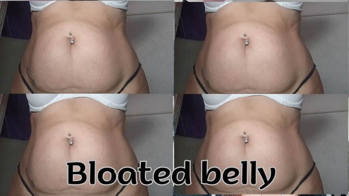 My belly is swollen and ready to burst... I'm teasing you with my full stomach.
