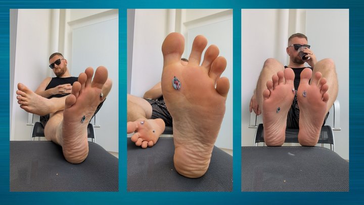 Crushed tiny men stuck to my soles