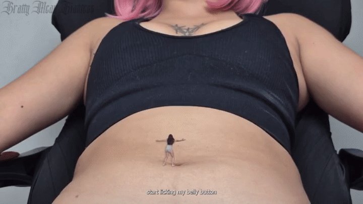 Sexy Giantess Belly button domination for her friend and shrink her to dust