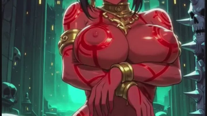 158. red demon girls sexy pose (Ai animation)