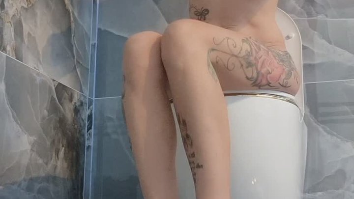 Humiliation by pissing on the plush in the bathroom.