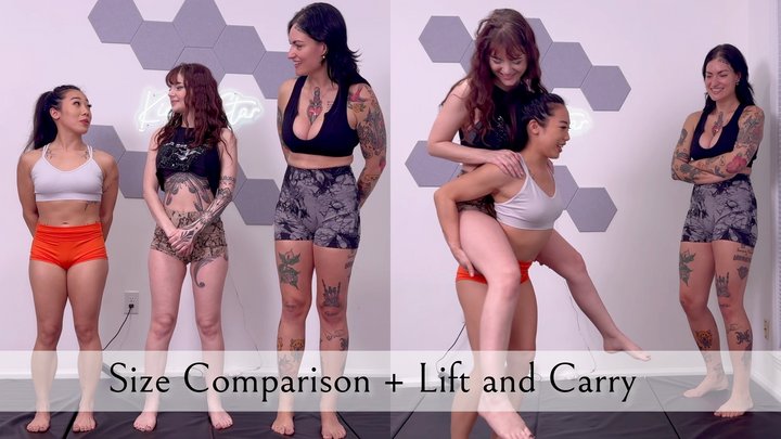 Lift and Carry with Size Comparison between Kiara Star, Josie Jo, and Tatiana Ve