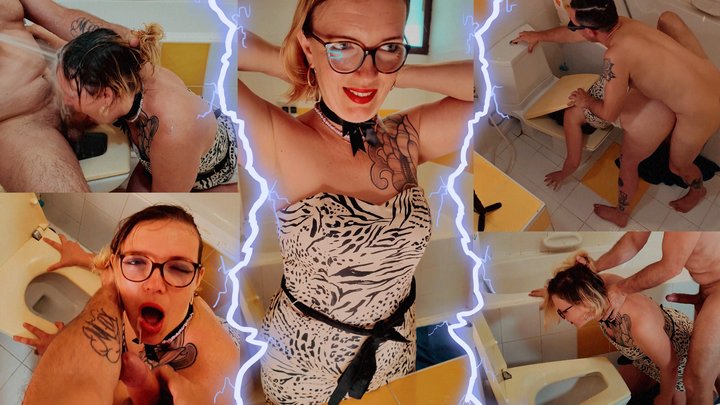 DIRTY BATHROOM DISRESPECT: Lover face-fucks me on the toilet & destroys my pussy