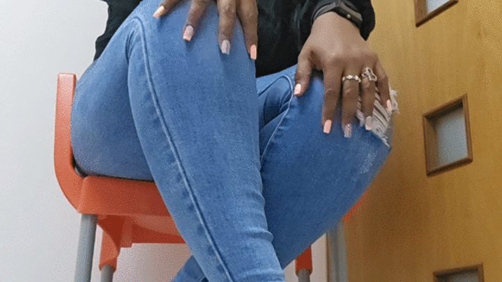 Balbina Big Feet JOI Queen in jeans and sexy mule heels