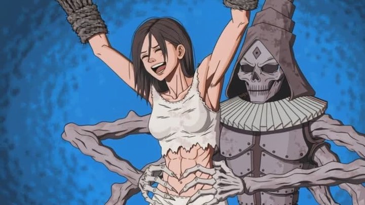 Tickling Dungeon : slave girl tied in a dark dungeon as an evil robotic device t