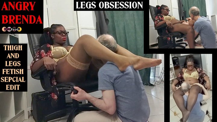 EBONY MISTRESS BRENDA LET HER SLAVE WORSHIP HER THIGHS AND LEGS (HD)