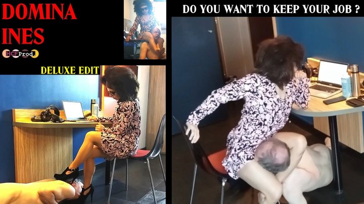FEMALE BOSS INES HUMILIATES her Coworker to let him keep his Job (HD)