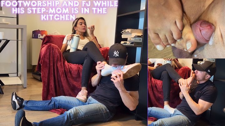 Goddess Lytta Demands Friend Worship her feet and give a Footjob while his step-