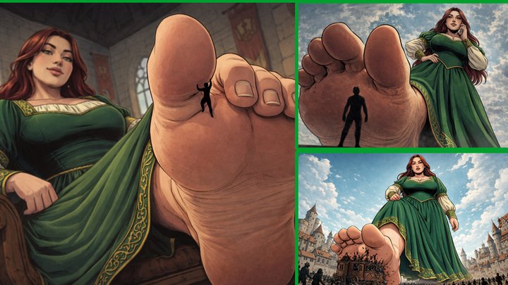 Curvy Medieval Redhead Giantess Noblewoman - Bare Feet POV Crush & Worship AI Co