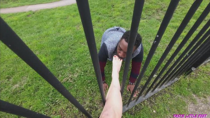 Public Humiliation Hike - Petite White Feet Lure BBC Into Public Foot Worship & 