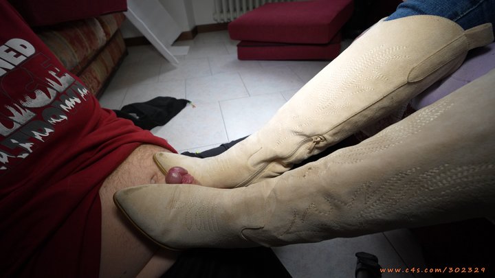 Ball stomping with cow boy boots, hard soles make to crush and squeeze.