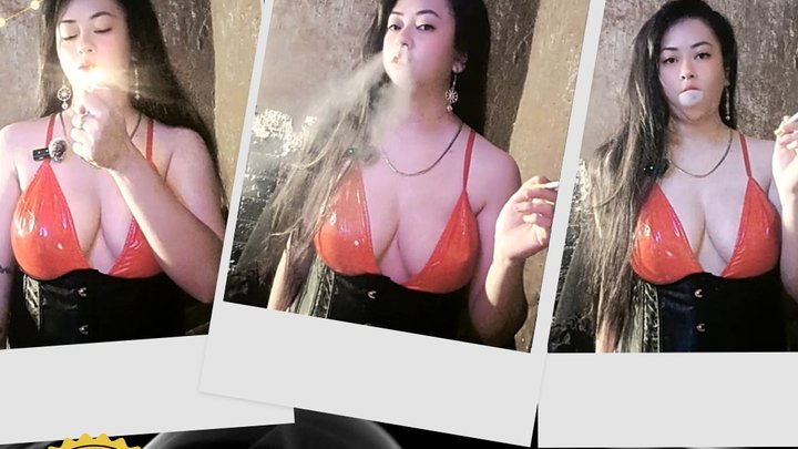 Custom - Sexy PVC and Corset with Lots of Nose Exhales - Marlboro Red 100s