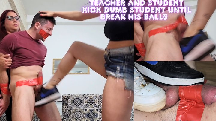 Goddess Kiffa and Vitoria Vonteese - Teacher and student kick dumb student until
