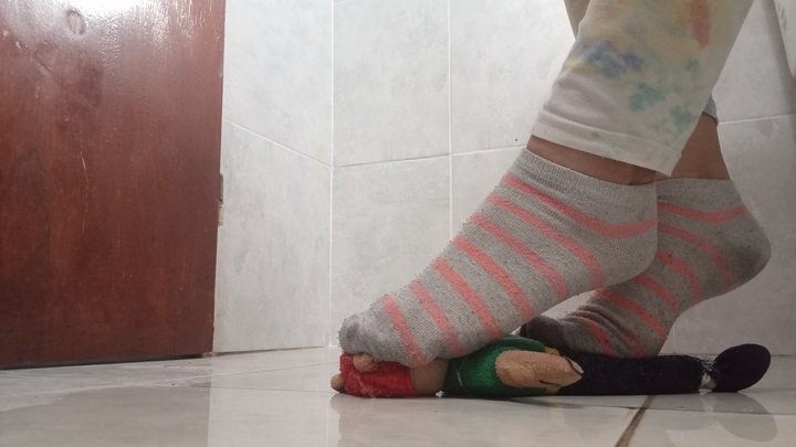 Peeing and trampling with socks