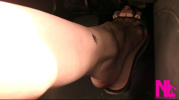Very sensual driving in my blue hopping sandals