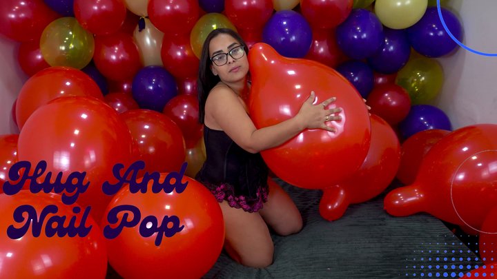 Gabriella vs 20 Red Balloons – A Playful Hug and Nail Pop Frenzy