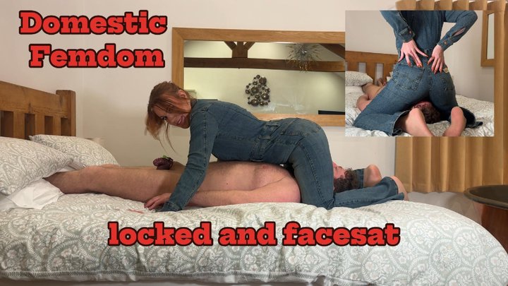 Domestic Femdom Denim jumpsuit facesitting