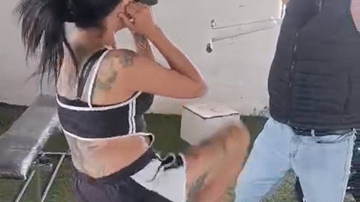 AdaLoveKick POV Face Kicking – Front Kicks While Holding Weights (Gym Control Tr
