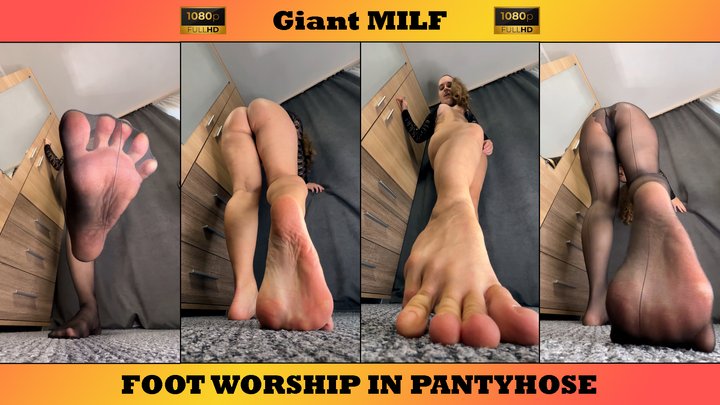Giant MILF Teases with Soles and Nylon Pantyhose 1080 - Foot Worship - Female Do