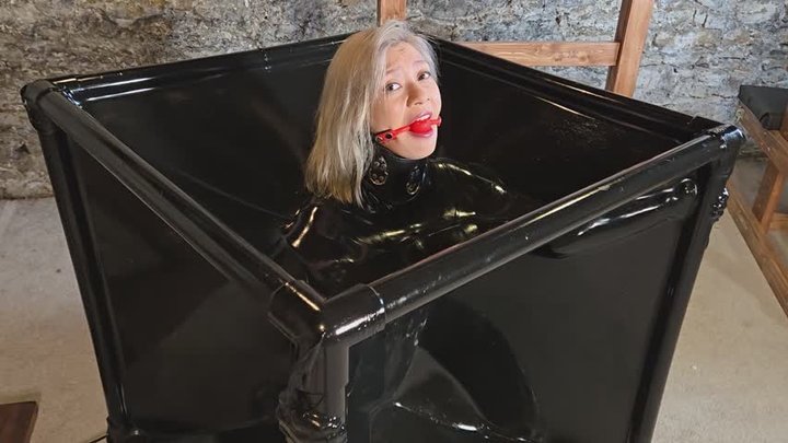 Latex VacCube Submission – Butterfly Gag, Gas Mask, Ballgag Training - Mistress 