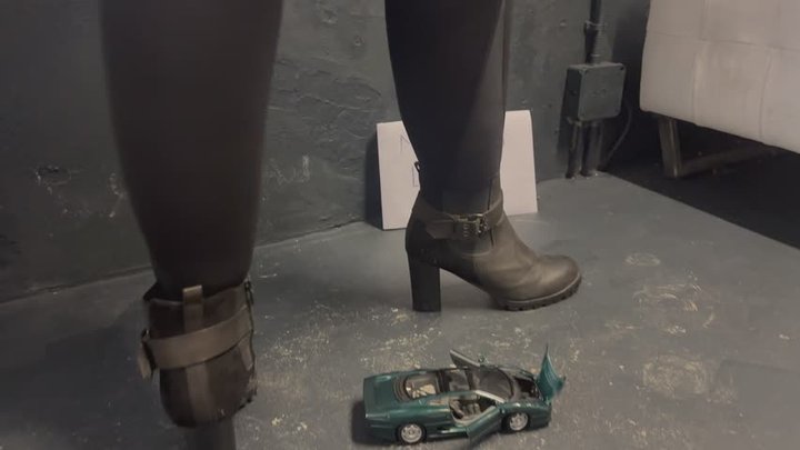Part 3 - Crushing Toy Car - Luxury Green Toy Car Destroyed Under My Black Heels