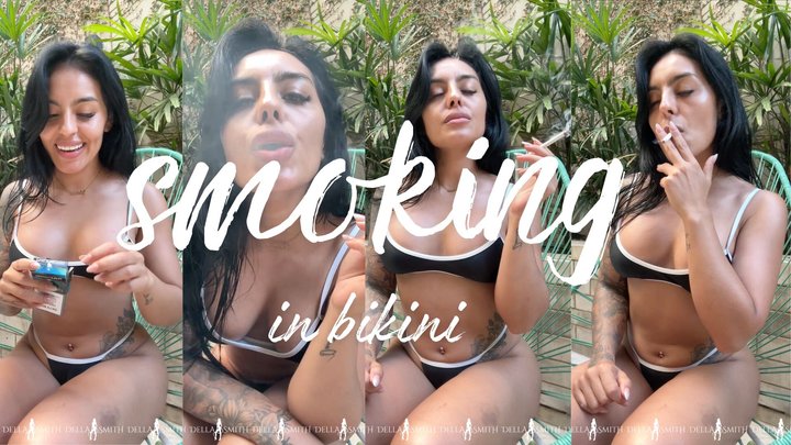 Smoking in bikini